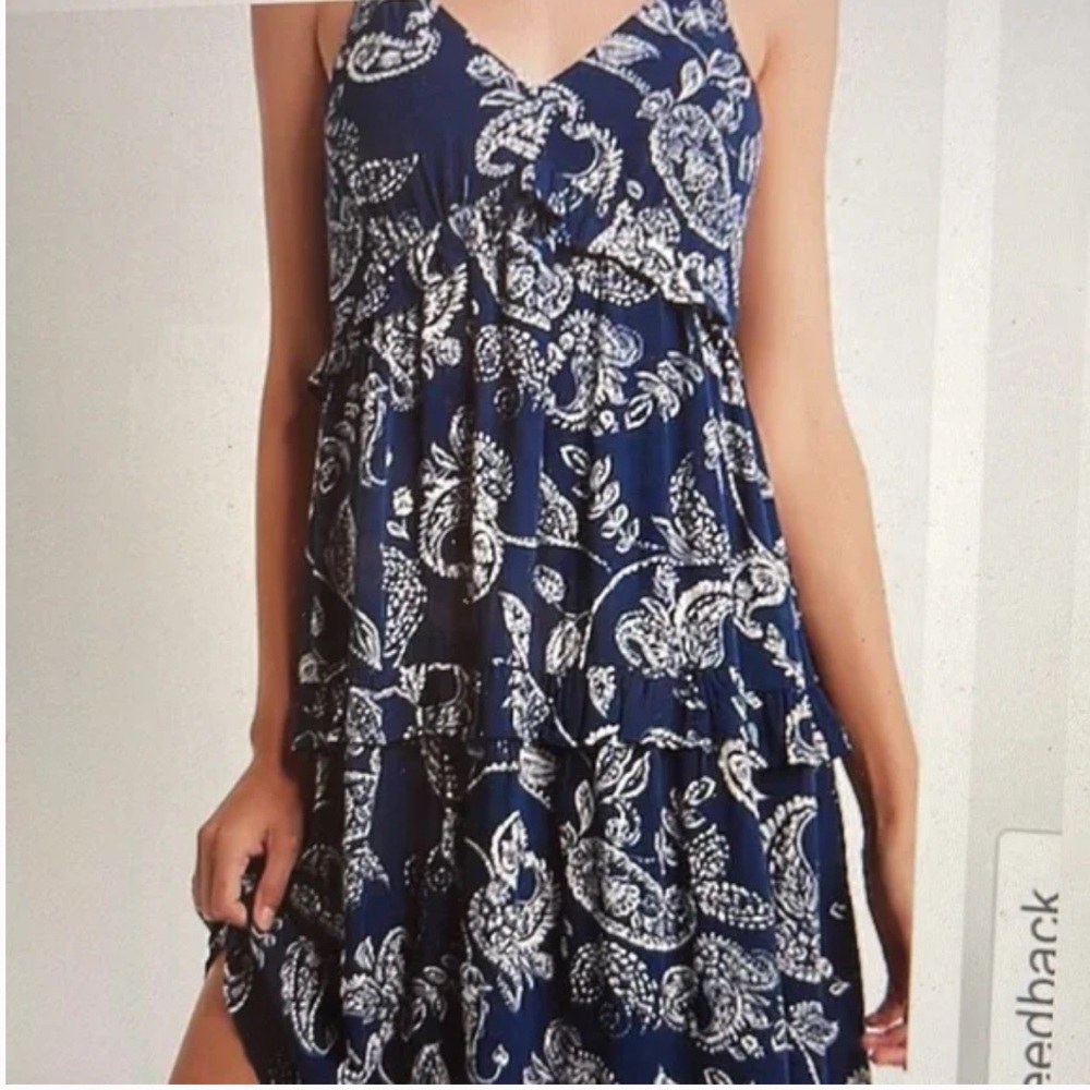 Express Navy Paisley Babydoll Dress-Size M